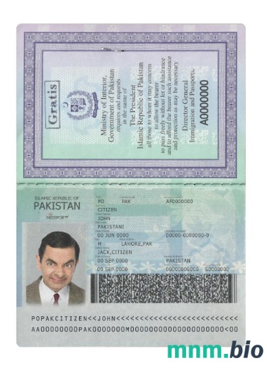 Pakistan nowy paszport 2020-obecnie, szablon w formacie PSD